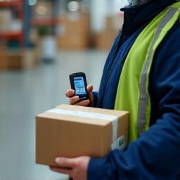 Driver scanning parcel at pick-up