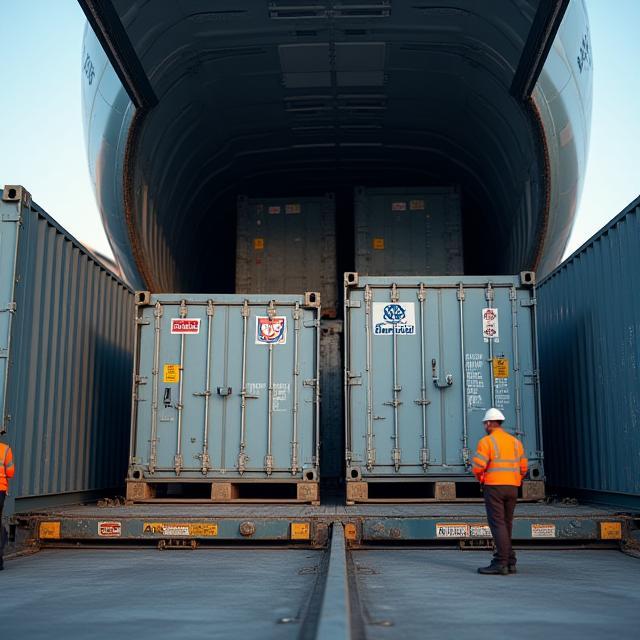 Cargo being loaded for international freight forwarding